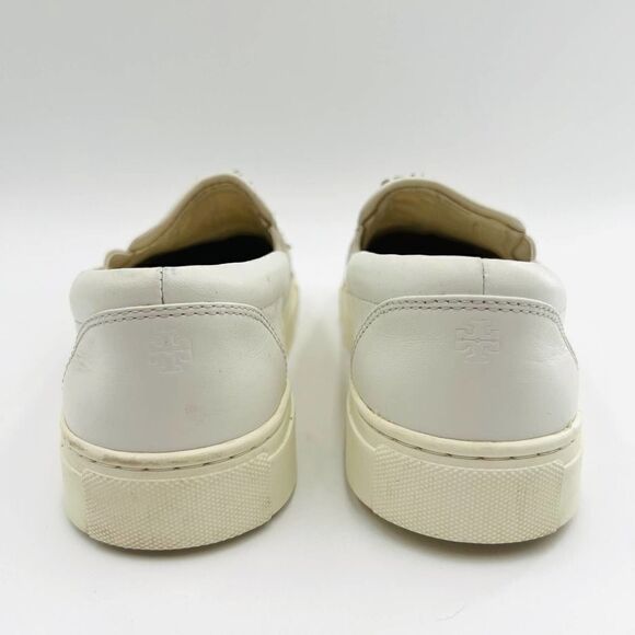 Tory Burch Carter Reversible Sequin Calf Leather Silver White Sneaker Size 7 - Picture 11 of 12